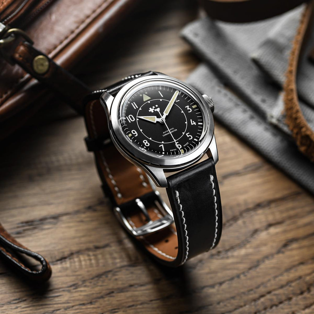 Genuine Horween Chromexcel® Hand-Stitched Watch Strap - Black