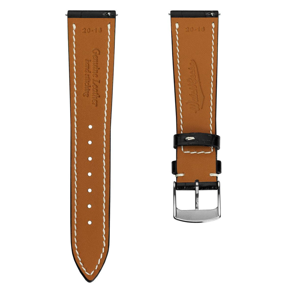 Arnm Handgefertigtes Kalbsleder-Armband mit Alligator-Design in Schwarz