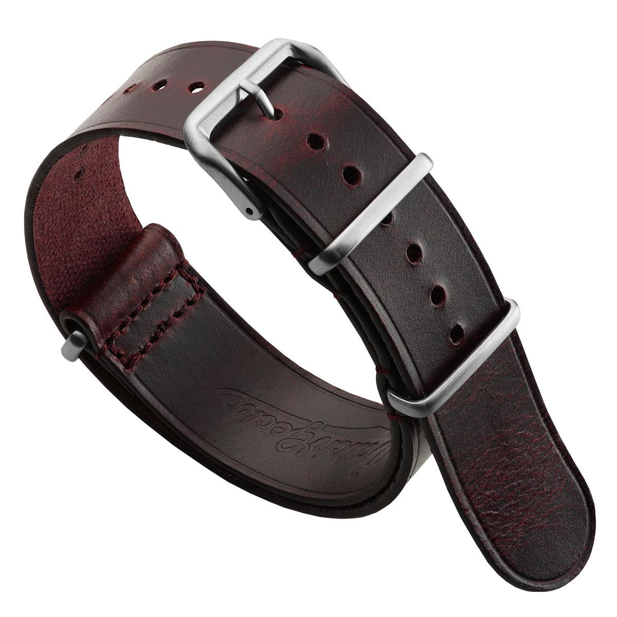 Cambridge Genuine Leather British Military Watch Strap - Vintage Red