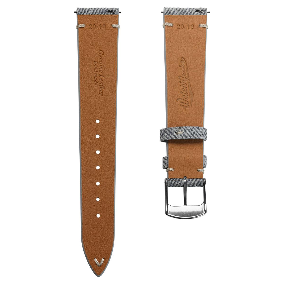 Bracelet de montre en cuir véritable avec design en denim V-Stitch - Gris élég Antenez