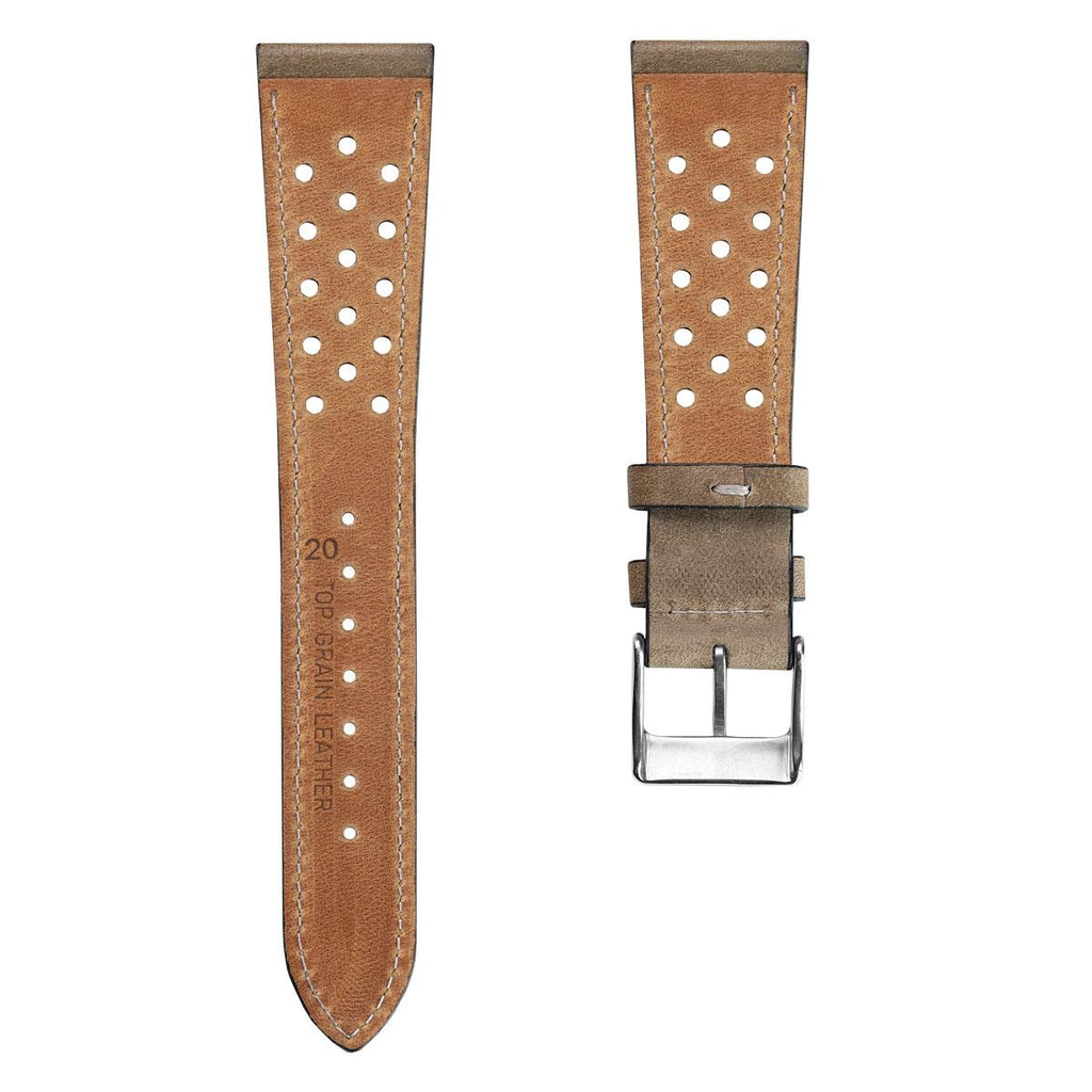 Correa de Reloj de Cuero Perforado Missouri de WatchGecko - Beige Elegante y Confort para tu Reloj