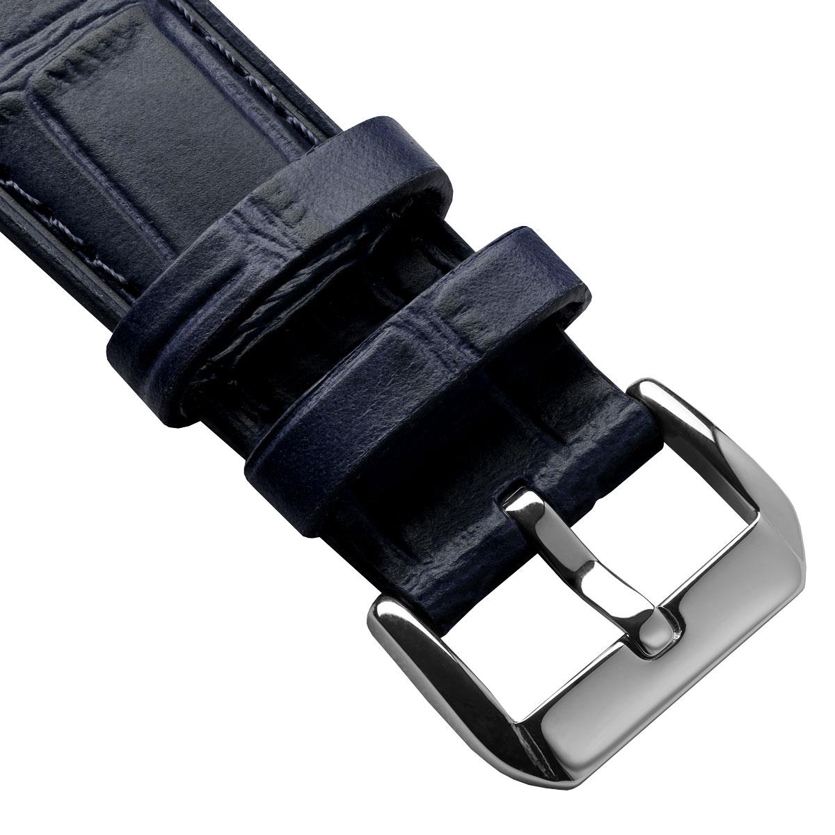 Louvain Croc Strap en Cuir Artisanale - Bleu Foncé, Élégance et Durabilité