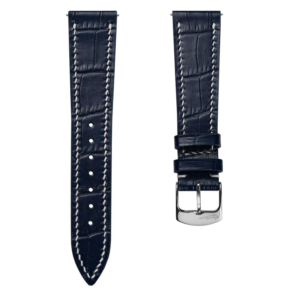 Arnem Handgefertigter Kalbsleder-Uhrenarmband mit Alligator-Design in Navy Blau