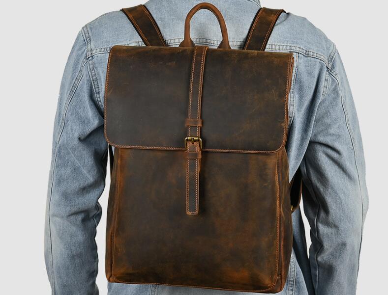 Handcrafted Womens Shopping Leather backpack Purse