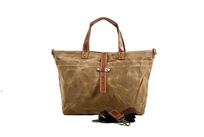 Mens Canvas Tote Leather Shoulder Bag