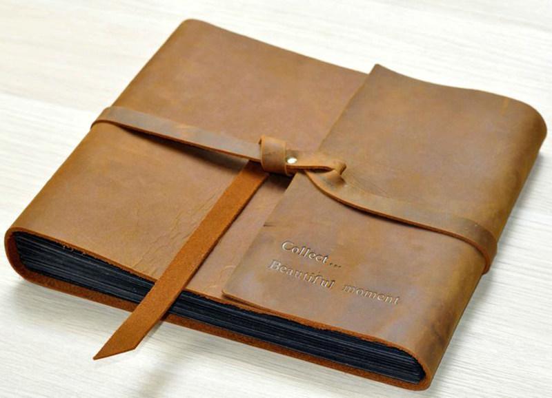 Rustic Brown Baby Boy Photo Albums Personalised