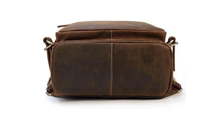 Womens Brown Leather Backpack Bag Mens Rucksack Purse