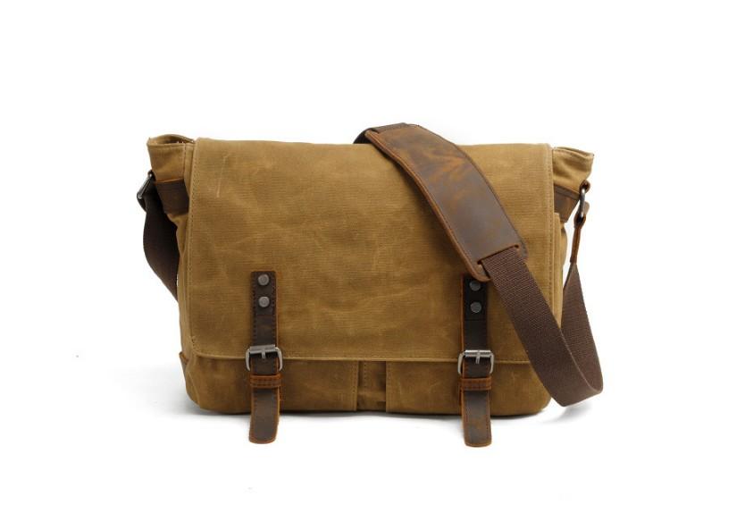 Black Canvas Messenger Bag Shoulder Handbag