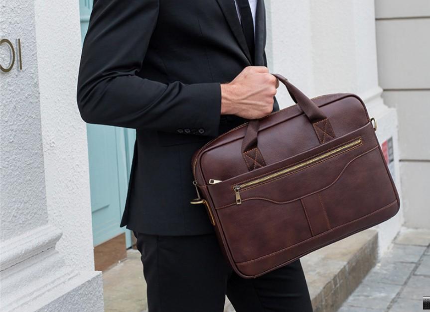 Leather Laptop Messenger Bag Brown Handbag