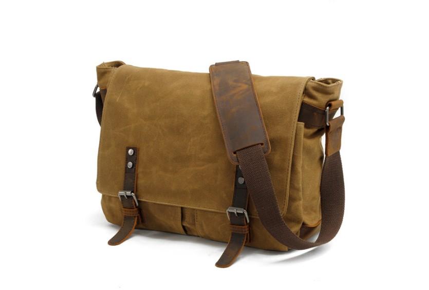 Black Canvas Messenger Bag Shoulder Handbag