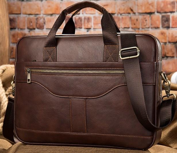 Leather Laptop Messenger Bag Brown Handbag