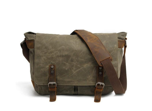 Black Canvas Messenger Bag Shoulder Handbag