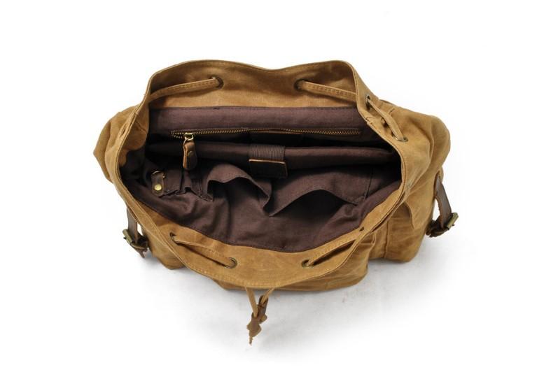 Canvas Leather Travel Backpack Rucksack Bags