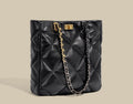 Women's Black Leather Tote Handbag