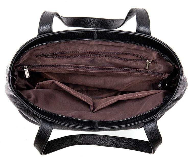 Designer Leather Tote Bag Shoulder Handbag - Brown or Black