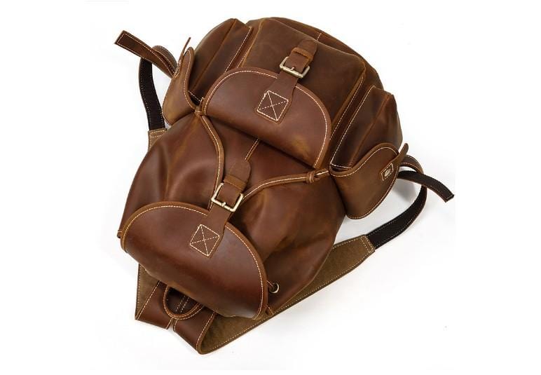 Brown Leather Large Backpack Purse for Women & Men