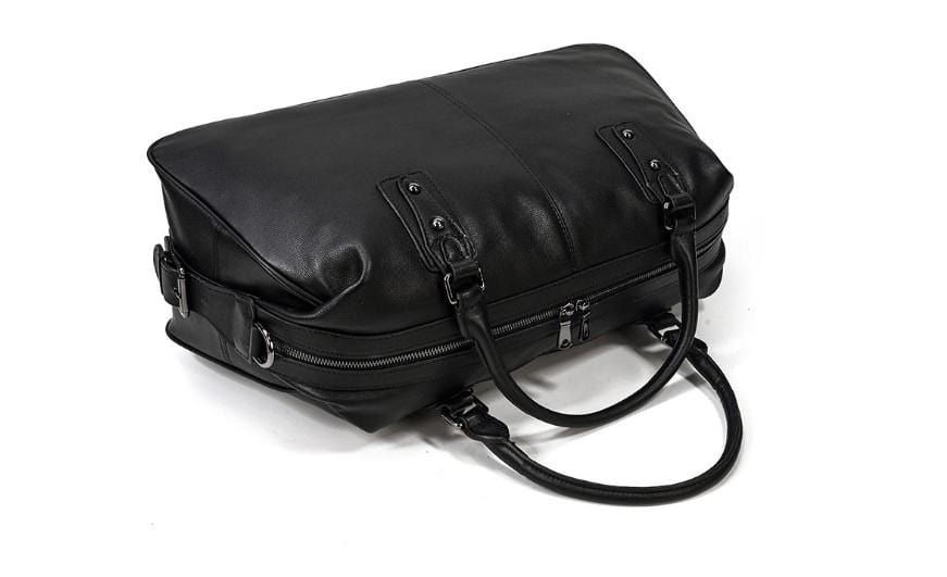 Black Leather Travel Luggage Bag Mens and Womens