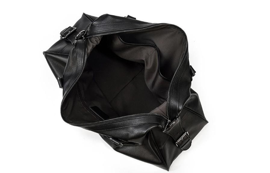 Black Leather Travel Luggage Bag Mens and Womens
