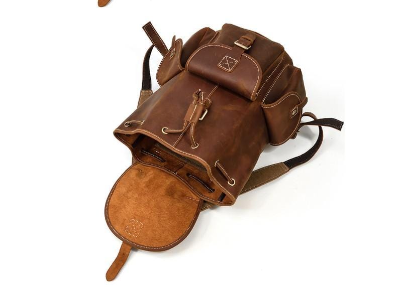 Brown Leather Large Backpack Purse for Women & Men