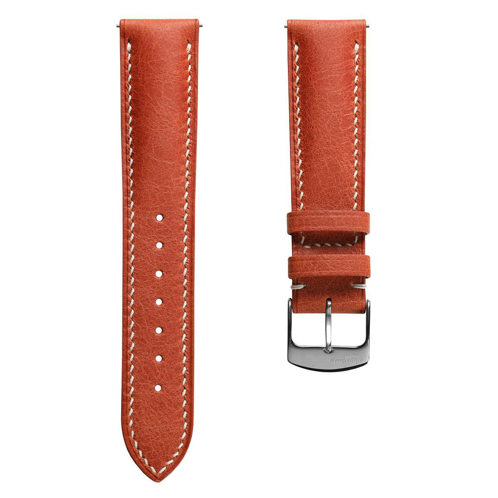 Lerano Tuscan Padded Leather Watch Strap - Elegant Rust Color for a Sophisticated Look