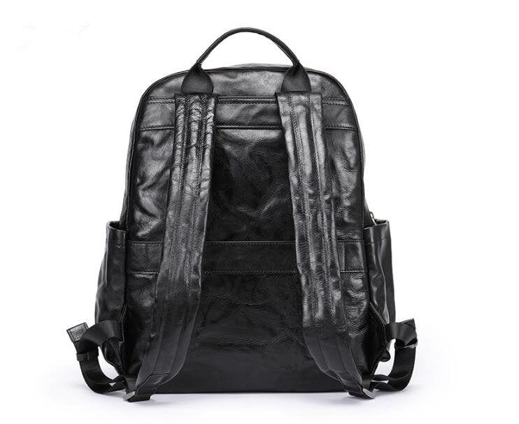 Elgant Large Black Leather Backpack Purse Bag