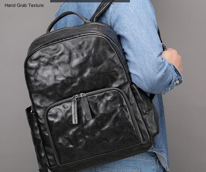 Elgant Large Black Leather Backpack Purse Bag