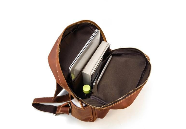 Handcrafted Brown Mini Leather Backpack Purse
