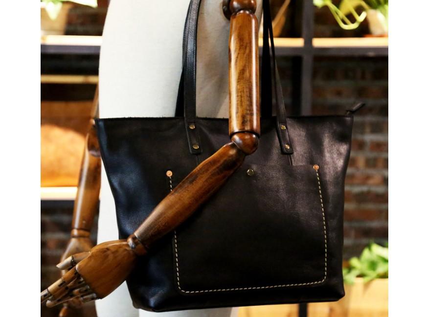 Leather Tote Bag Zipper Handbag