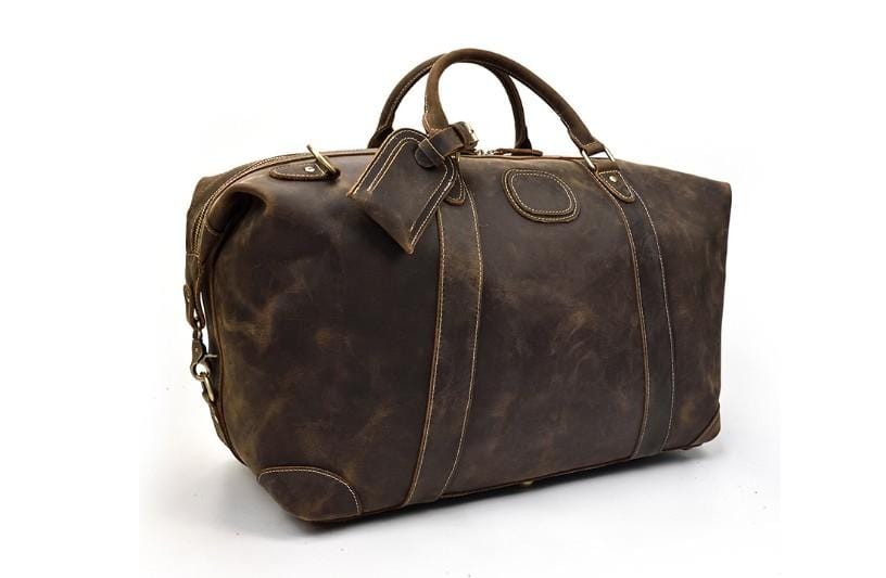 Mens & Womens Brown Leather Weekend Luggage Bag