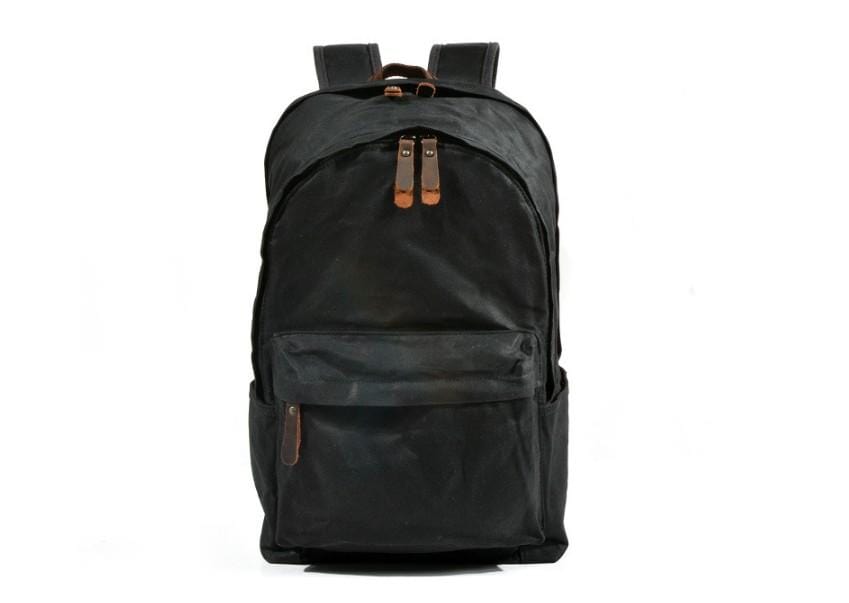 Men's Waxed Canvas Backpack Bag Mixed Leather Rucksack