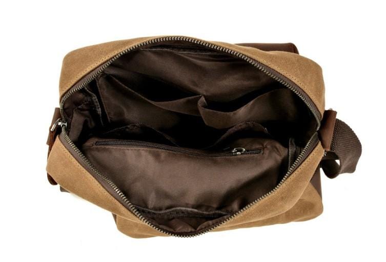 Unisex Canvas Crossbody Messenger Bag Leather Handbag