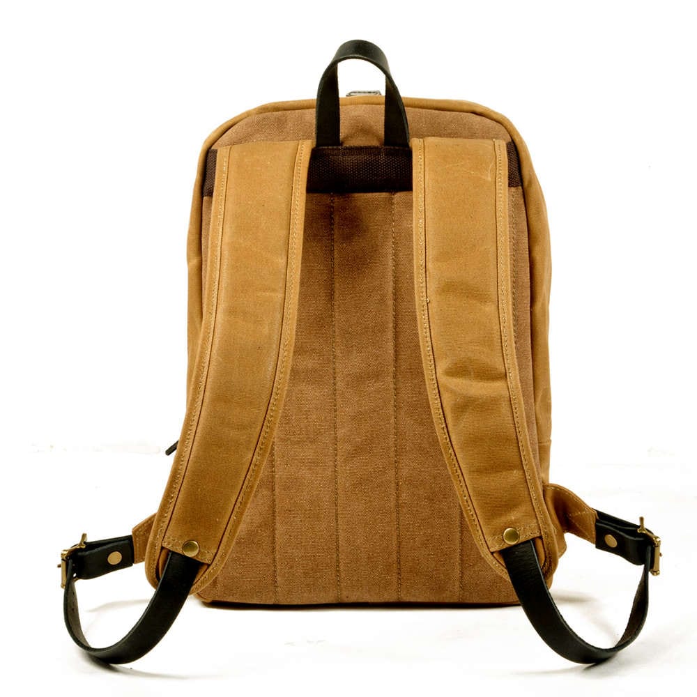 Canvas & Leather Backpack Purse Grey Black Brown