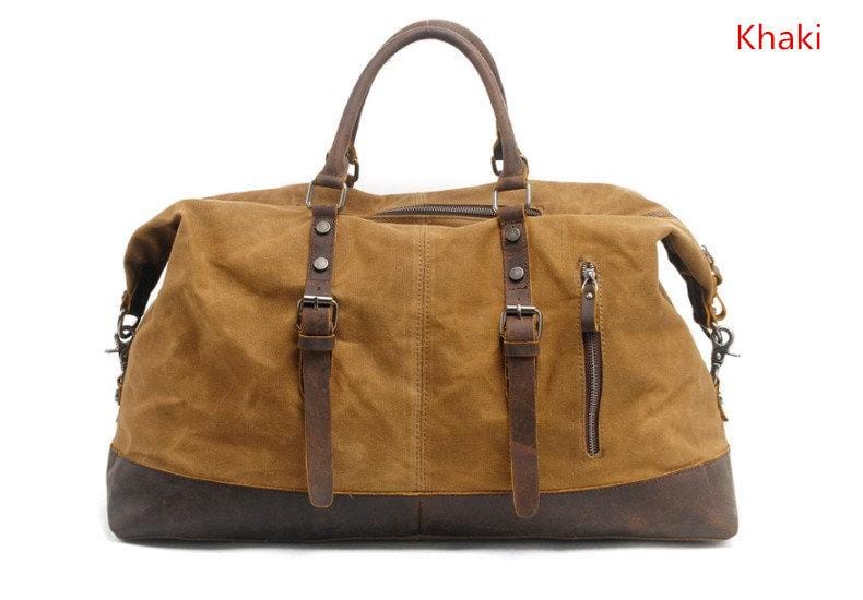Men's & Women's Vintage Waxed Canvas and Leather Travel bag