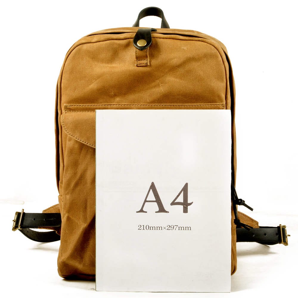 Canvas & Leather Backpack Purse Grey Black Brown
