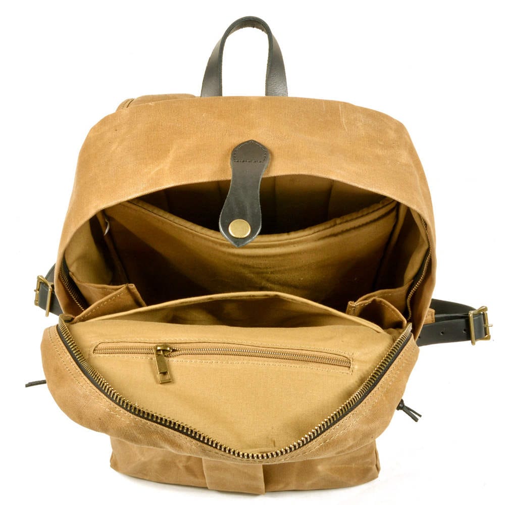 Canvas & Leather Backpack Purse Grey Black Brown