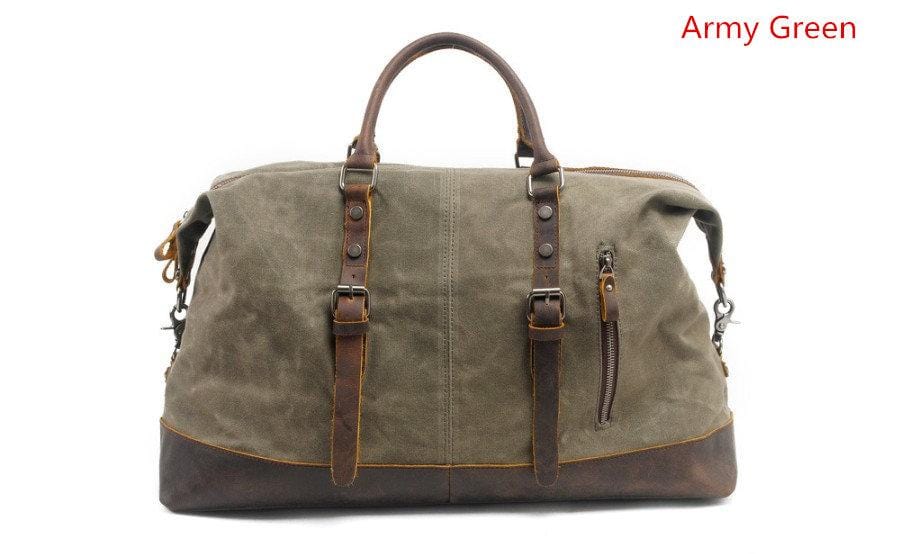 Men's & Women's Vintage Waxed Canvas and Leather Travel bag