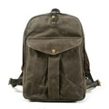 Canvas & Leather Backpack Purse Grey Black Brown