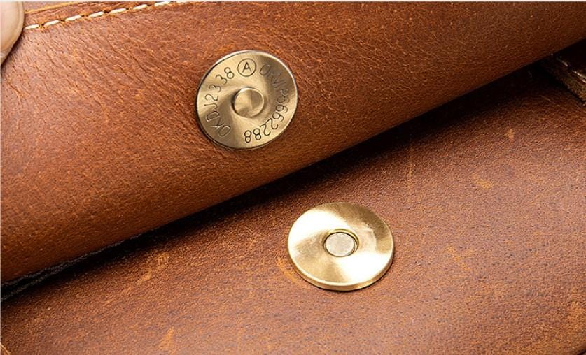 Brown Mens Vintage Leather Messenger Briefcase Bag