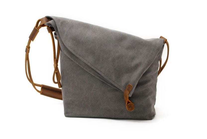 Large Canvas Messenger Bag Leather Shoulder Handbag