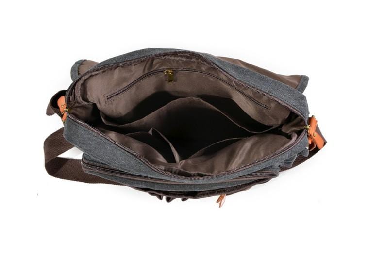 Mens Denim Canvas Messenger Bag Leather Handbags