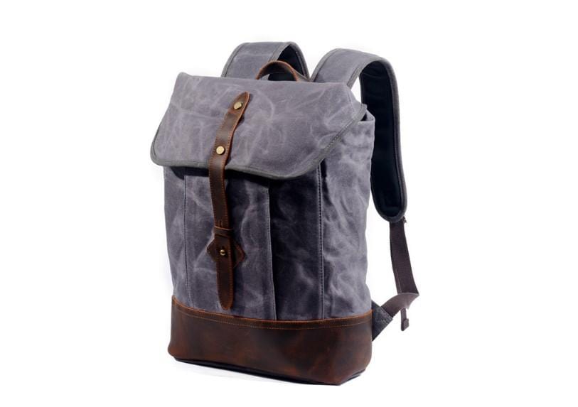 Leather Mixed Canvas Rucksack Backpack Bag