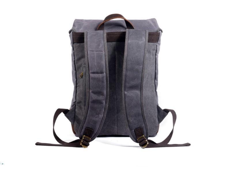 Leather Mixed Canvas Rucksack Backpack Bag