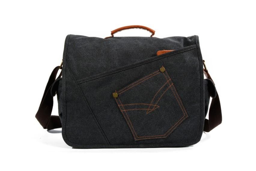 Denim Canvas Messenger Bag Leather Shoulder Bags
