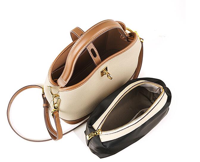 Mixed Color Women's Leather Tote Crossbody Handbag