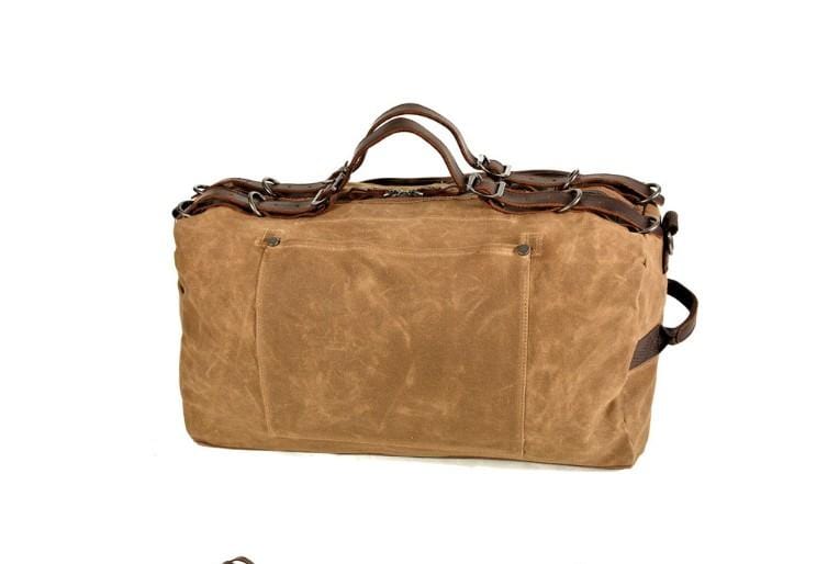 Men's & Women's Canvas Duffel Weekender Travel Bag with Leather Straps