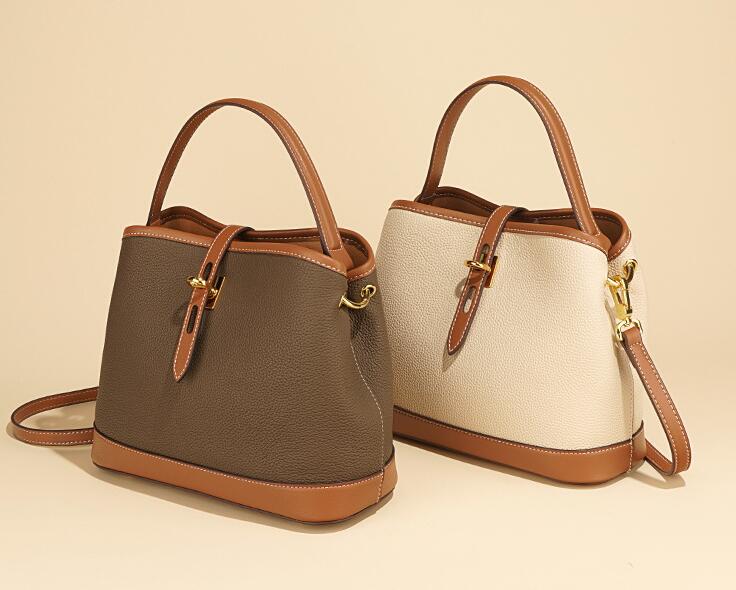 Mixed Color Women's Leather Tote Crossbody Handbag