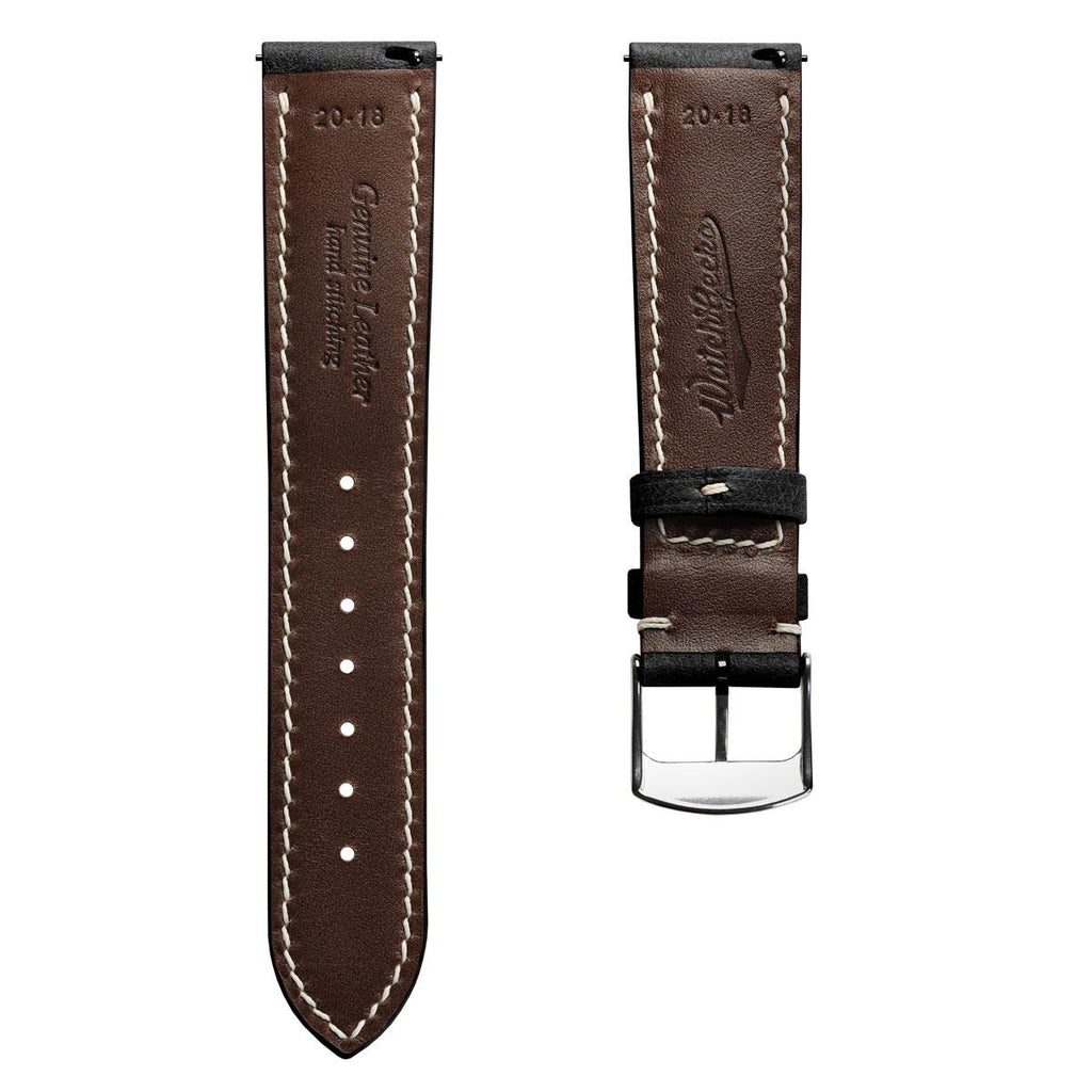 Lerano Tuscan Luxe Padded Leather Watch Strap - Elegant Black