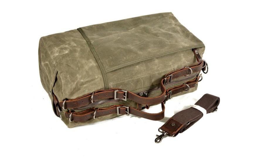 Men's & Women's Canvas Duffel Weekender Travel Bag with Leather Straps
