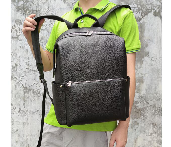 Large Black Leather Backpack Purse Bag
