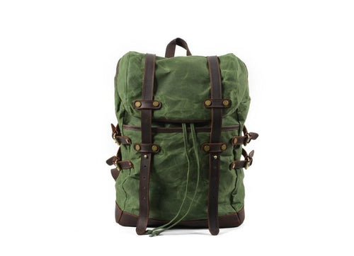 Canvas and Leather Backpack Purse Bag